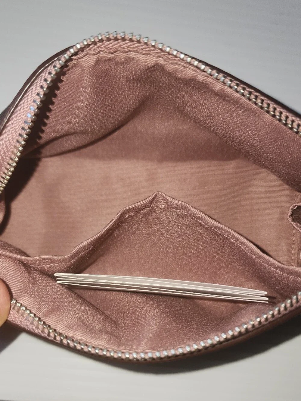 Coach Cosmetic Case 17  Signature Canvas Pouch with Pink Zipper.